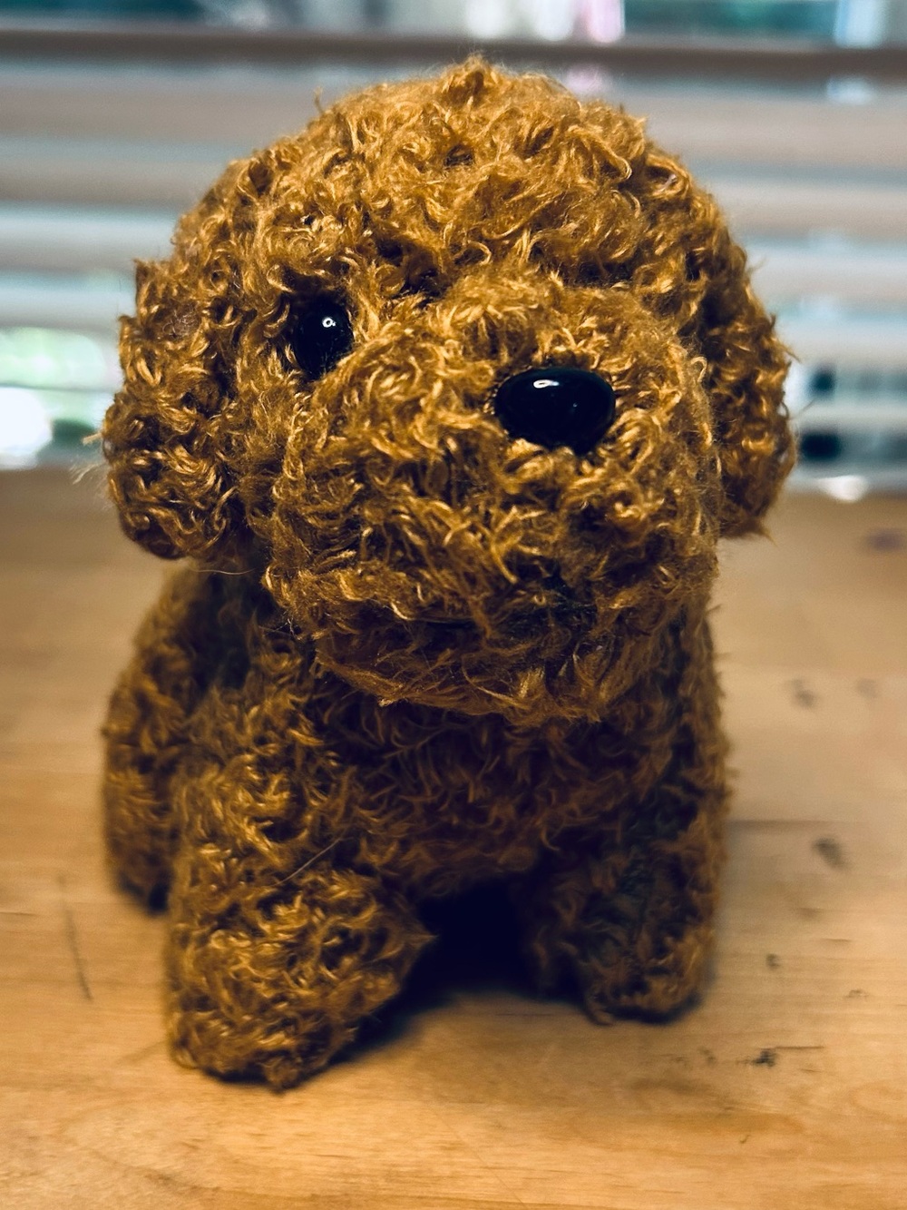 Small Labradoodle PUPPY DOG Stuffed Plush Brown Fur 5in Glass Eyes And Nose
